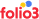 a pixel art of the word folio3 on a black background